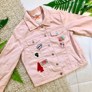 ✨ 3 for 25$ ✨PINK GIRL JEAN JACKET WITH PATCHES
